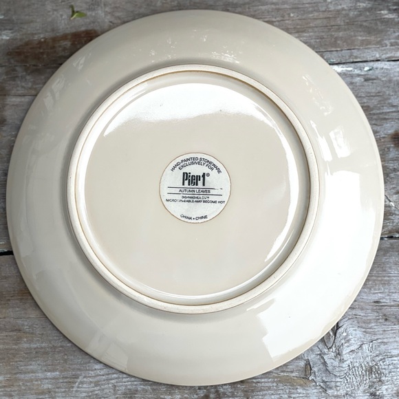 Pier 1 autumn leaves stoneware salad plate hand painted new - Picture 6 of 6